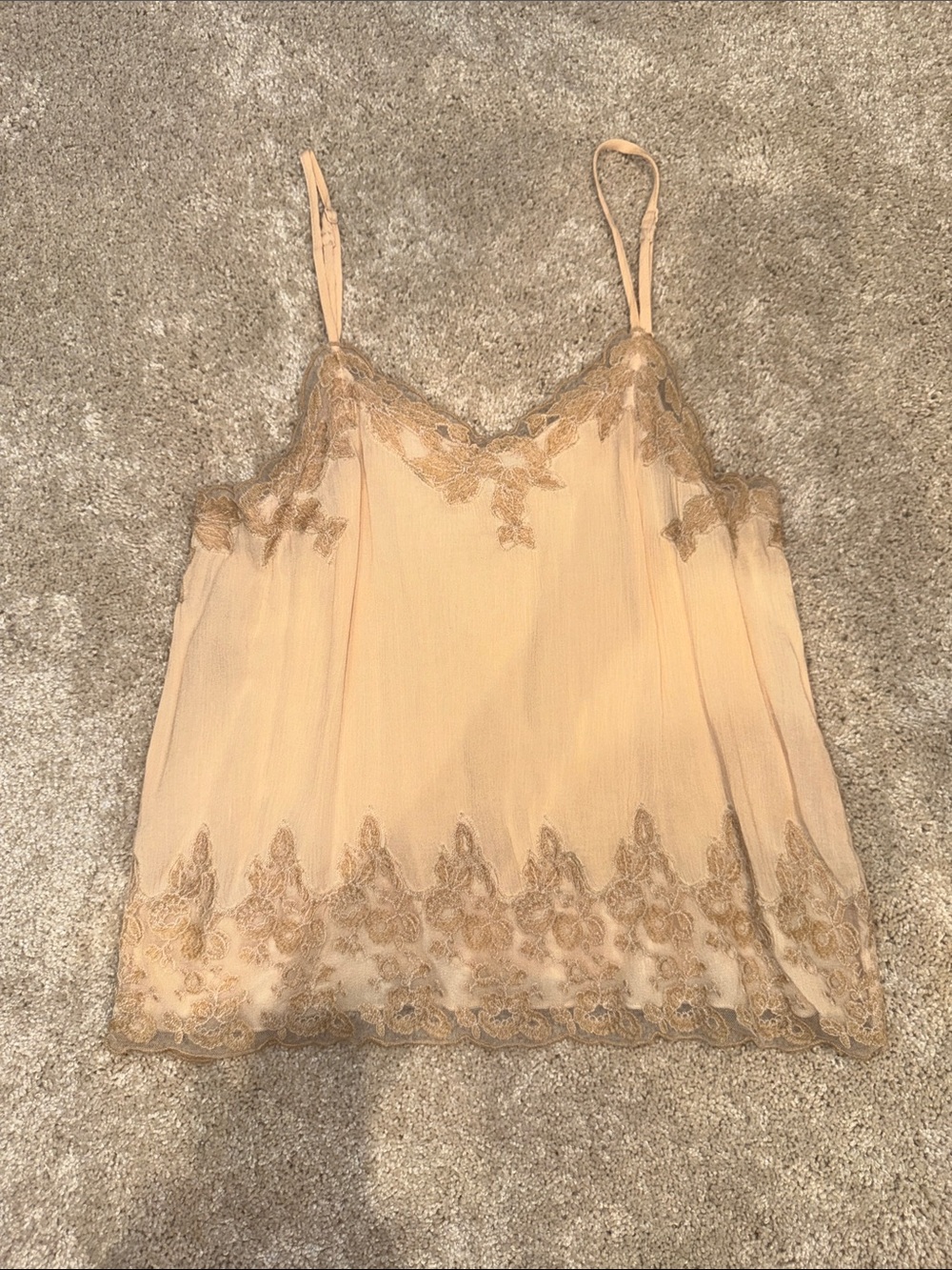 Lace Trim Peach Camisole Tank